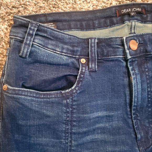 Dear John Dark Blue Split Flare High Rise Jeans Womens Sz 31 - Picture 9 of 13